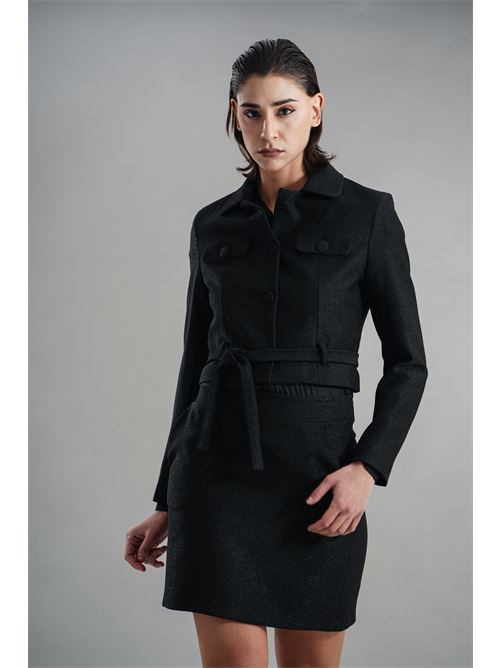 Giacca cropped laminata elmas phil | 040554NERO